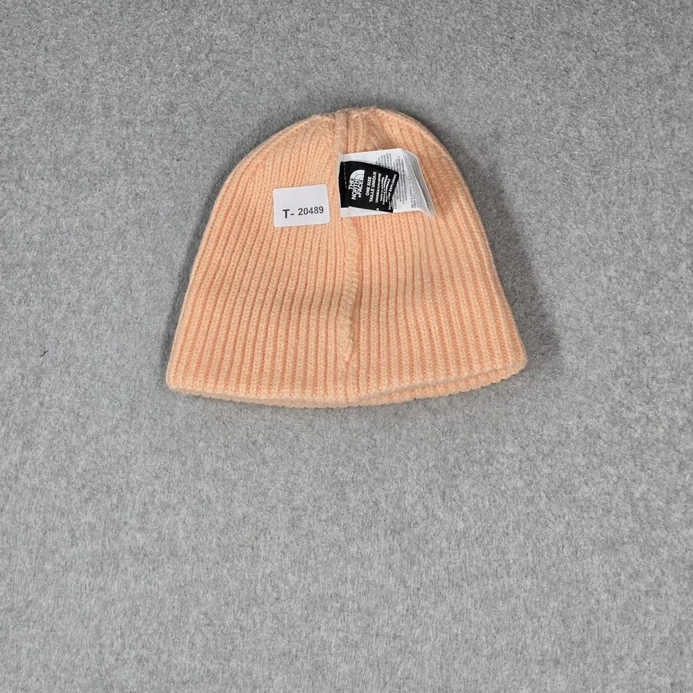 The North Face Unisex Beanie ONE SIZE Peach Knit Cuff Logo Patch